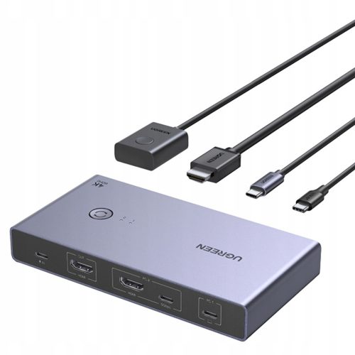 2 datoru un 1 monitora KVM slēdzis USB-C HDMI 4K 60Hz - pelēks