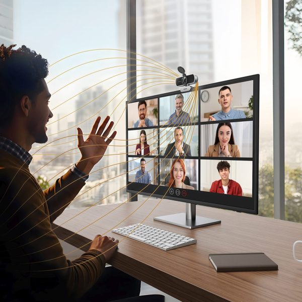 USB FullHD 30 kadru/s videokonferenču tīmekļa kamera - melna