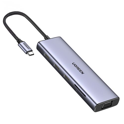 10 vienā USB-C uz USB-C USB-A HDMI Ethernet SD TF miniligzda centrmezgls — pelēks