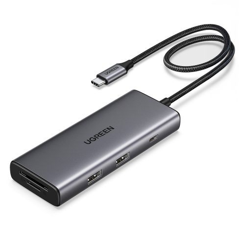 7-in-1 USB-C uz HDMI centrmezgls USB-C USB-A SD TF - pelēks