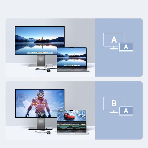 6-in-1 USB-C uz HDMI USB-C USB-A Ethernet centrmezgls - pelēks