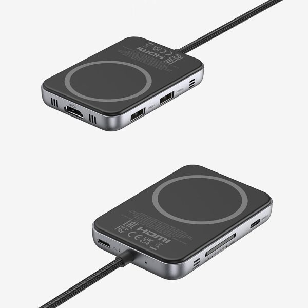 7-in-1 USB-C uz HDMI centrmezgls USB-C USB-A SD TF - pelēks