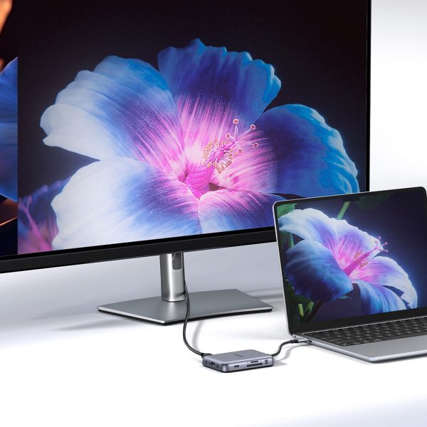 7-in-1 USB-C uz HDMI centrmezgls USB-C USB-A SD TF - pelēks