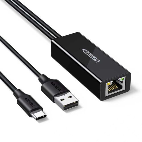 Ārējais USB-C uz RJ45 10/100 Mbps tīkla adapteris - melns