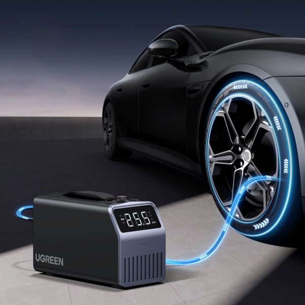 1032075-2-pompka-elektryczna-do-opon-samochodowych-ugreen-hurtownia-dropshipping.jpg Elektriskais automašīnas riepu pumpis ar displeju 150 PSI 3x4500mAh 12V - pelēks