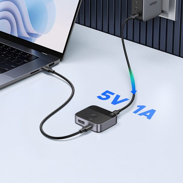Pārslēgt DisplayPort USB-C uz USB-C — pelēks