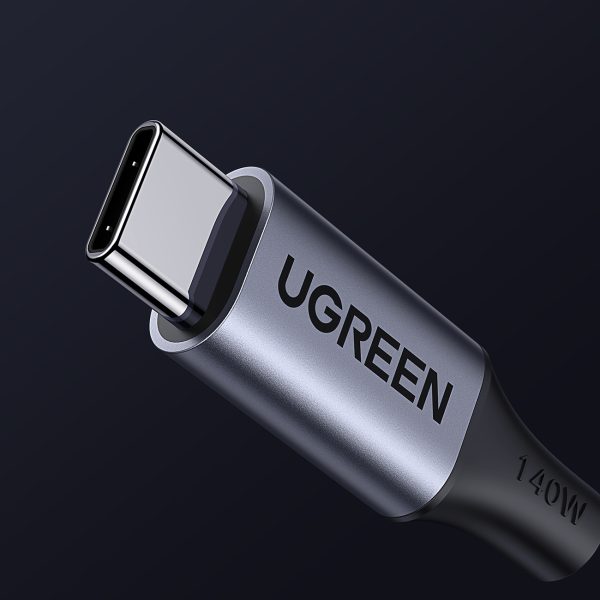 2-in-1 kabelis ātrai uzlādei USB-C pārraidei - 2xUSB-C PD 140W 2m - melns