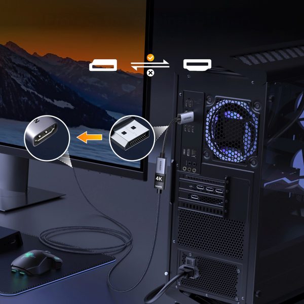 DisplayPort - HDMI 4K adaptera kabelis 20 cm - pelēks