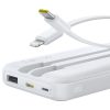 Lipow 10000mAh 22.5W Powerbank ar iebūvētu USB-C iPhone Lightning kabeli - balts