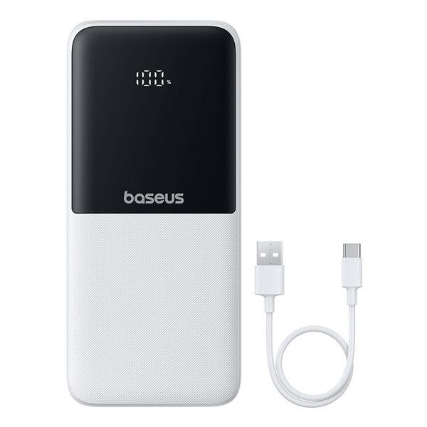 Lipow 10000mAh 22.5W Powerbank ar iebūvētu USB-C iPhone Lightning kabeli - balts