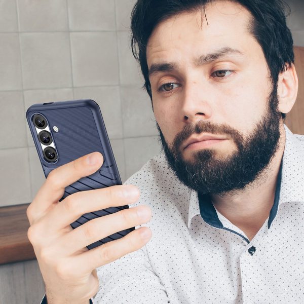 Silikona bruņu maciņš Samsung Galaxy S25 Thunder vāciņam - zils