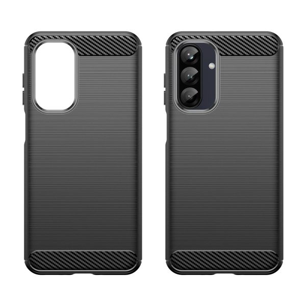 Silikona maciņš Samsung Galaxy A56 / A36 oglekļa šķiedras korpusam - melns