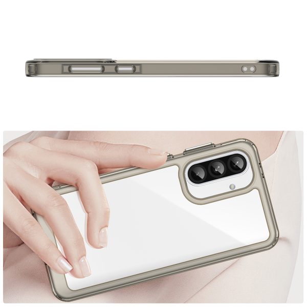 Samsung Galaxy A56 Outer Space maciņš ar elastīgu rāmi - daļēji caurspīdīgs