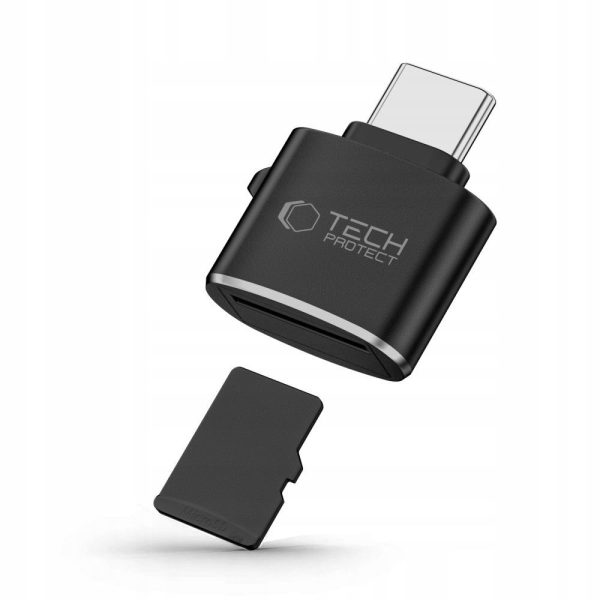 1032181-1-adapter-czytnik-kart-pamieci-microsd-usb-c-tech-protect-hurtownia-dropshipping.jpg USB-C microSD atmiņas karšu lasītāja adapteris — melns