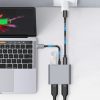 HUB adapteris 4in1 USB-C USB-A 2x HDMI 4K 60HZ - pelēks