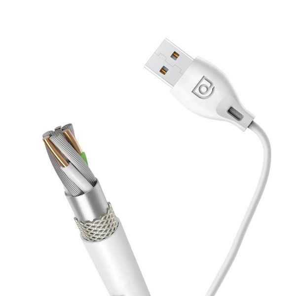 USB-A - iPhone Lightning 2.4A kabelis 1m - balts