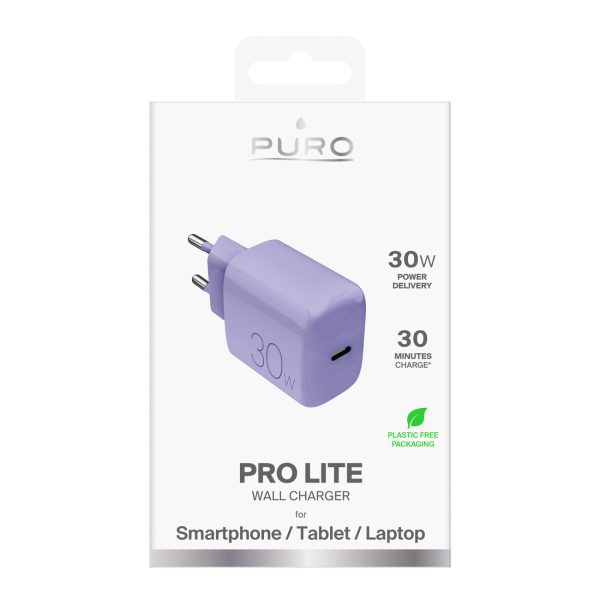 USB-C Pro Lite 30W sienas lādētājs - violets