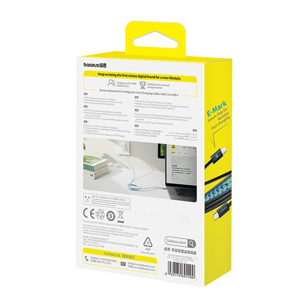 Pašmontējams USB-C Dynamic 4 Pro 100W 1m kabelis - zils