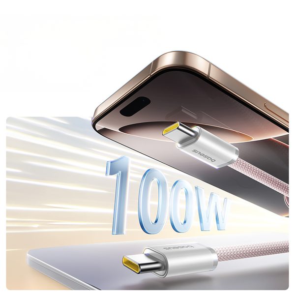 Pašmontējams USB-C Dynamic 4 Pro 100W 1m kabelis - rozā