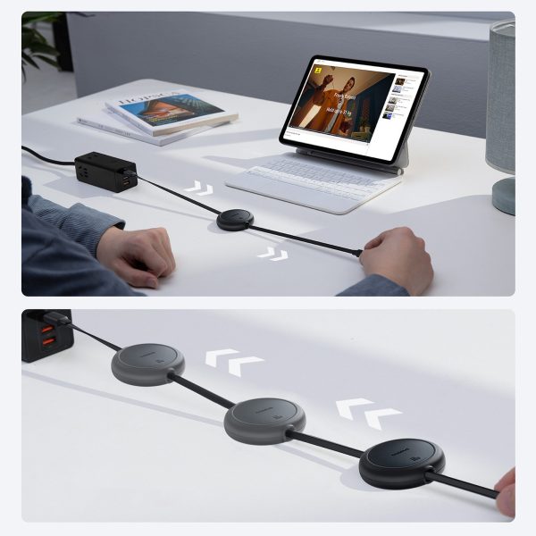 USB-C Free2Pull 60W 1m izvelkams kabelis - melns