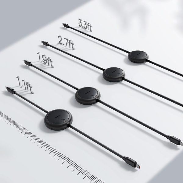 USB-C Free2Pull 60W 1m izvelkams kabelis - melns