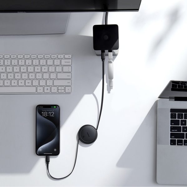 USB-C Free2Pull 60W 1m izvelkams kabelis - melns