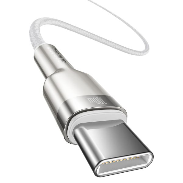 Cafule metāla 100W 2m USB-C kabelis - balts