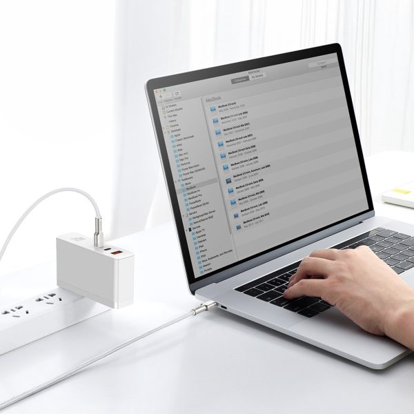 Cafule metāla 100W 2m USB-C kabelis - balts