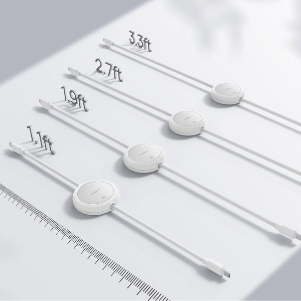 USB-C Free2Pull 60W 1m izvelkams kabelis - balts