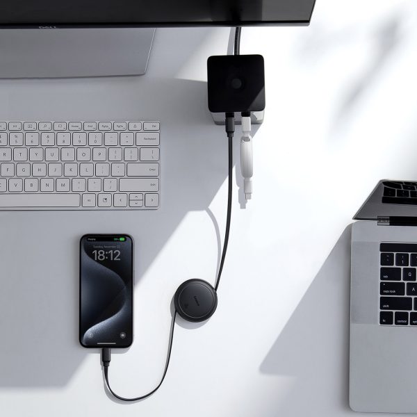 USB-C Free2Pull 60W 1m izvelkams kabelis - balts