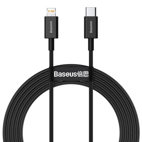 USB-C kabelis - iPhone Lightning Superior Series PD 20W 2m - melns