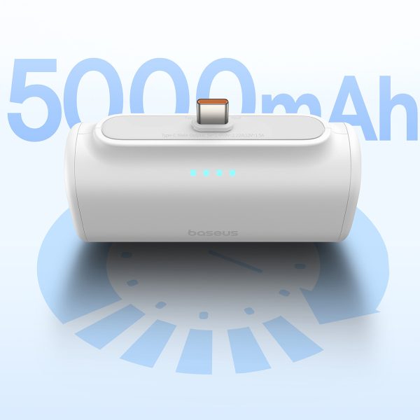 Powerbank 5000mAh iPhone Lightning USB-C Compact 20W - balts