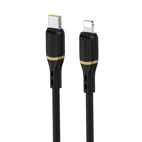 USB-C - iPhone Lightning kabelis ar silikona pinumu 30W 1m - melns