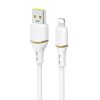 USB-A - iPhone Lightning kabelis ar silikona pinumu 30W 1m - balts