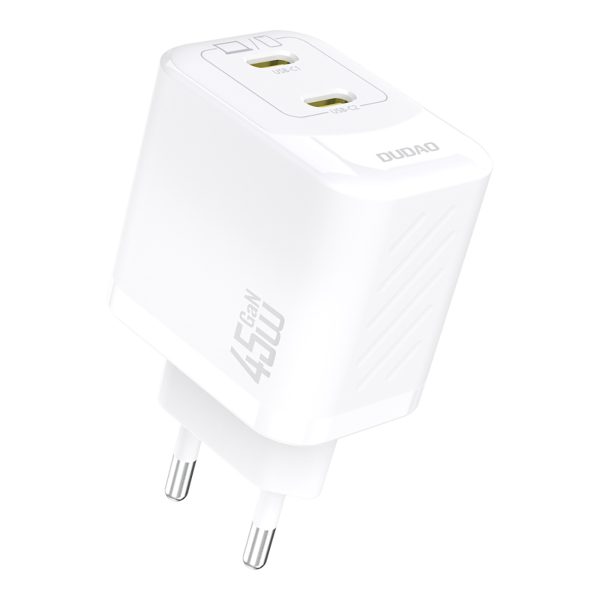 2xUSB-C GaN PD 45W sienas lādētājs - balts