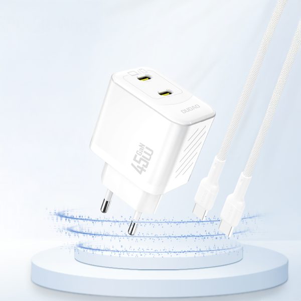 2xUSB-C GaN PD 45W sienas lādētājs - balts