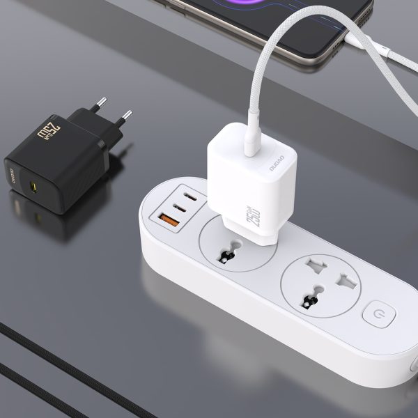 USB-C sienas lādētājs ar USB-C GaN PD 25W kabeli - melns
