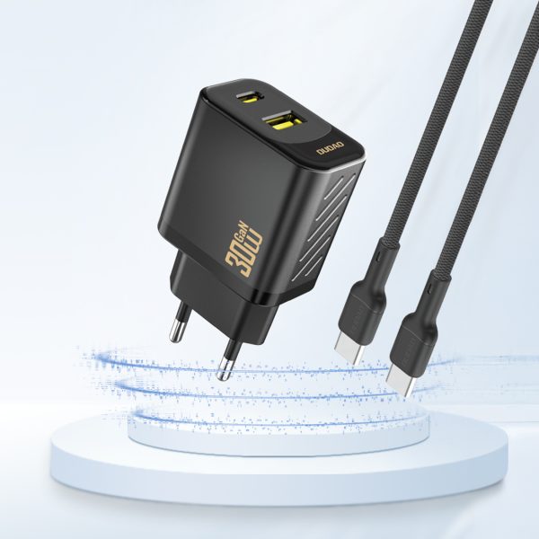 USB-A USB-C GaN PD 30W sienas lādētājs - melns