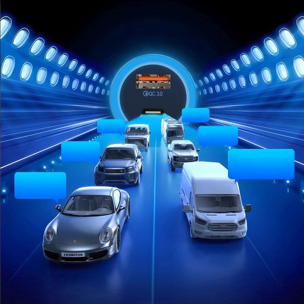 USB-A USB-C PD QC LED automašīnas lādētājs 120 W - pelēks