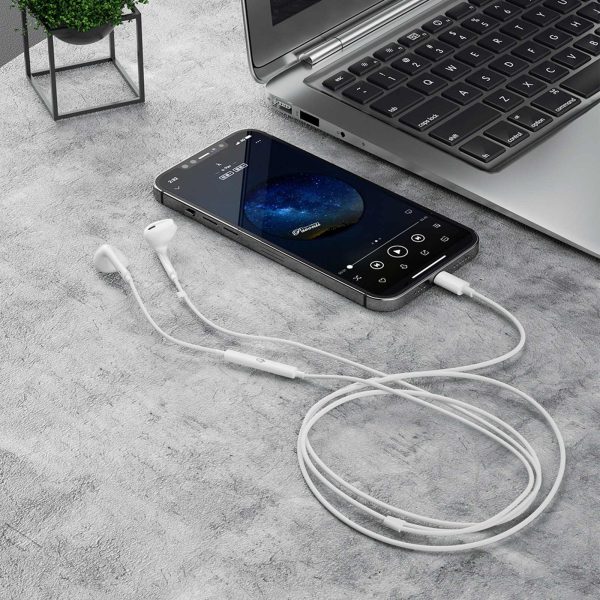 Vadu austiņas ar iPhone Lightning savienotāju 1,2 m - baltas