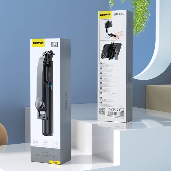 Selfiju nūja 4in1 salokāma statīva foto nūja ar tālvadības pulti 110cm - melna