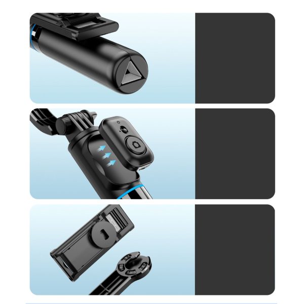 Selfiju nūja 4in1 salokāma statīva foto nūja ar tālvadības pulti 110cm - melna