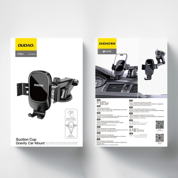 Gravitācijas automašīnas turētājs viedtālrunim ar piesūcekni vējstiklam vai paneļam - melns