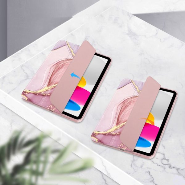 iPad 10.9'' 2022 SC pildspalvas maciņš ar statīvu - rozā marmors