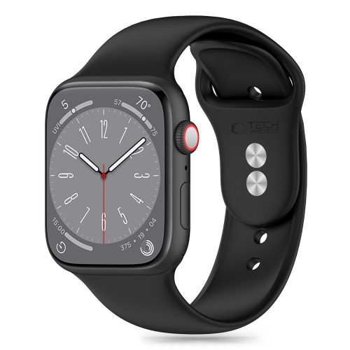 Silikona siksniņa Apple Watch 4 / 5 / 6 / 7 / 8 / 9 / SE / Ultra 1 / 2 42 44 45 49 mm - melna