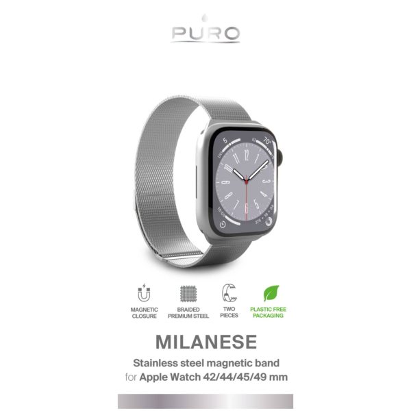 Apple Watch nerūsējošā tērauda Milanese Band 42 44 45 49 mm - sudraba