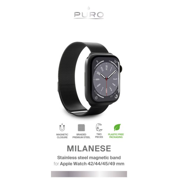 Apple Watch siksniņa 42 44 45 49 mm Milanese - melna