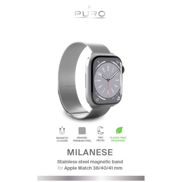 Apple Watch nerūsējošā tērauda Milanese siksniņa 38/40/41 mm - sudrabs