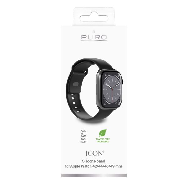 Silikona siksniņa Apple Watch 42 44 45 49 mm Icon melna - 2 gab.
