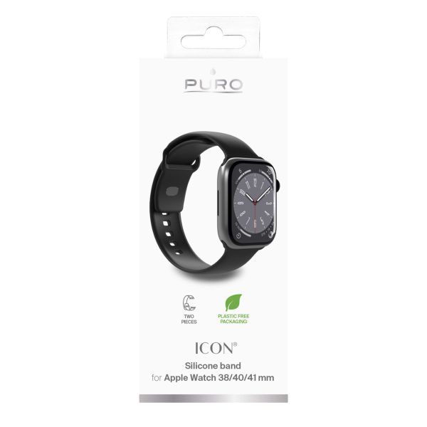 Silikona siksniņa Apple Watch 38 40 41 mm Icon melna - 2 gab.